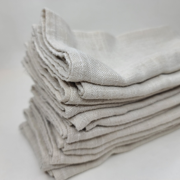 Saro Lifestyle Solid Color Linen Blend Set of 12 Natural, 20" - Picture 8 of 9